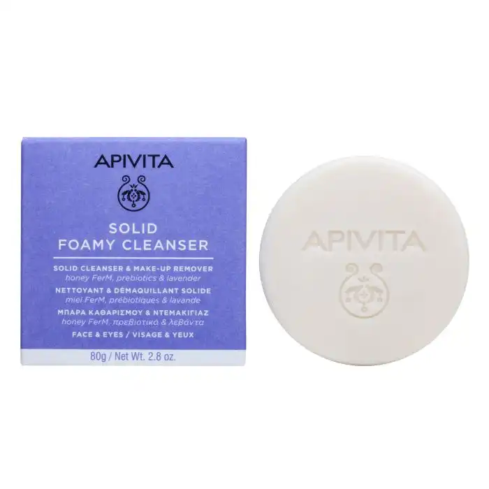 Solid Foamy Cleanser Limpiador y Desmaquillante Sólido para Rostro y Ojos 80 gr - Apivita - Comparador de precios