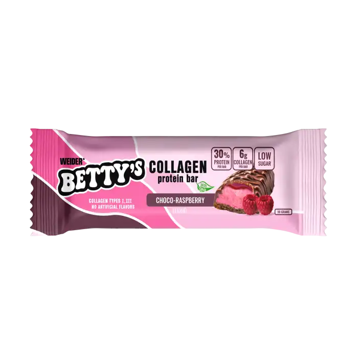 ¡23% DTO! Betty's Collagen Protein Bar Choco-Raspberry 50 gr - Weider - Comparador de precios