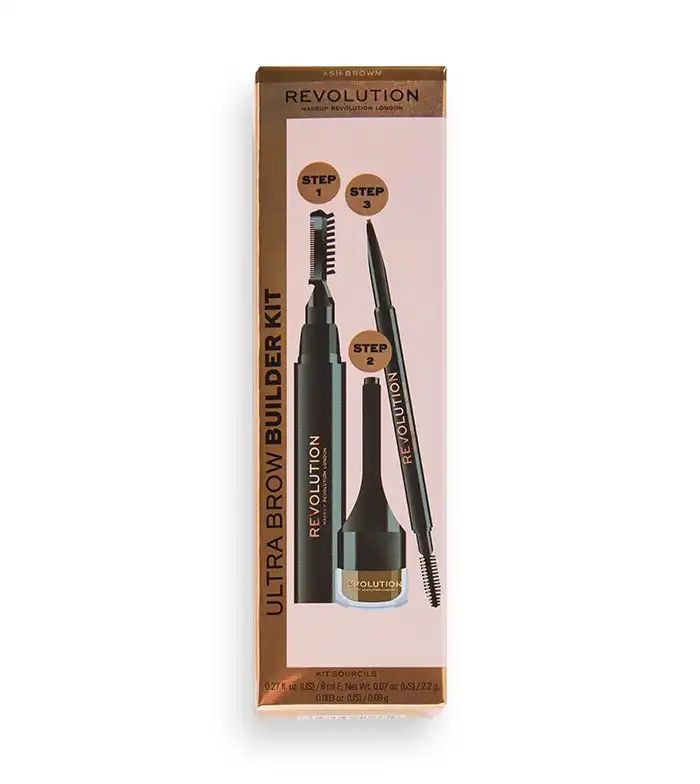 Revolution - Kit de cejas Ultra Brow Builder - Ash Brown - Makeup Revolution - Comparador de precios