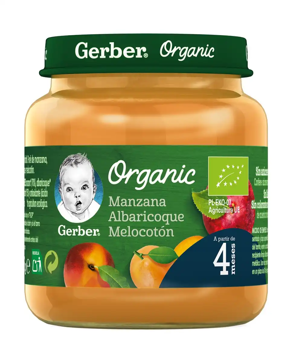 Gerber - Tarrito Organic Manzana Albaricoque Y Melocotón 125 G - Gerber - Comparador de precios