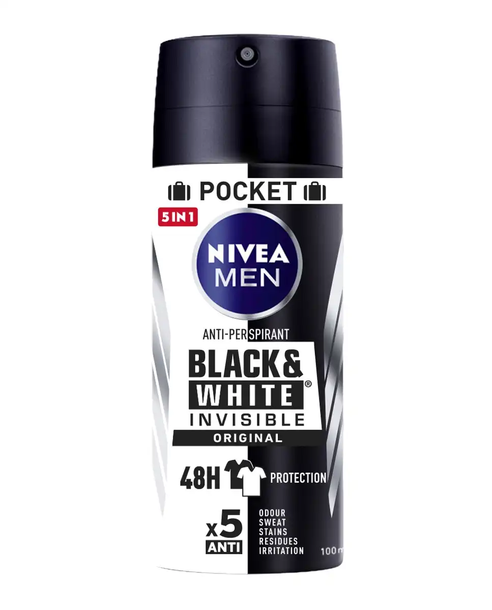 NIVEA - Desodorante En Spray Black & White Invisible Original Pocket Men - Nivea - Comparador de precios