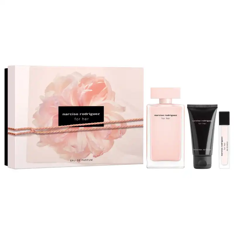 Set For Her Eau De Parfum 100 Ml + Mini 10 Ml + Body Lotion 50 Ml - Narciso Rodriguez - Comparador de precios