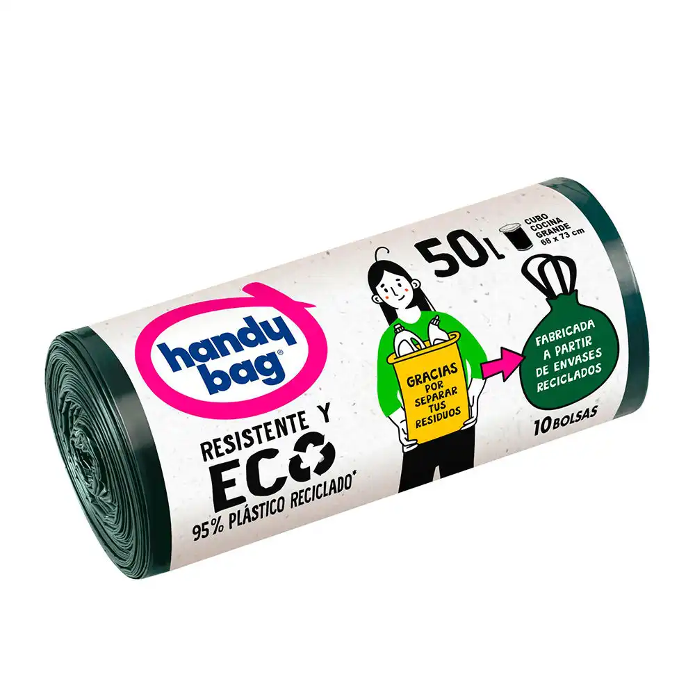 Handy Bag Reciclada bolsa basura resistente 50 litros 10 u - Albal - Comparador de precios