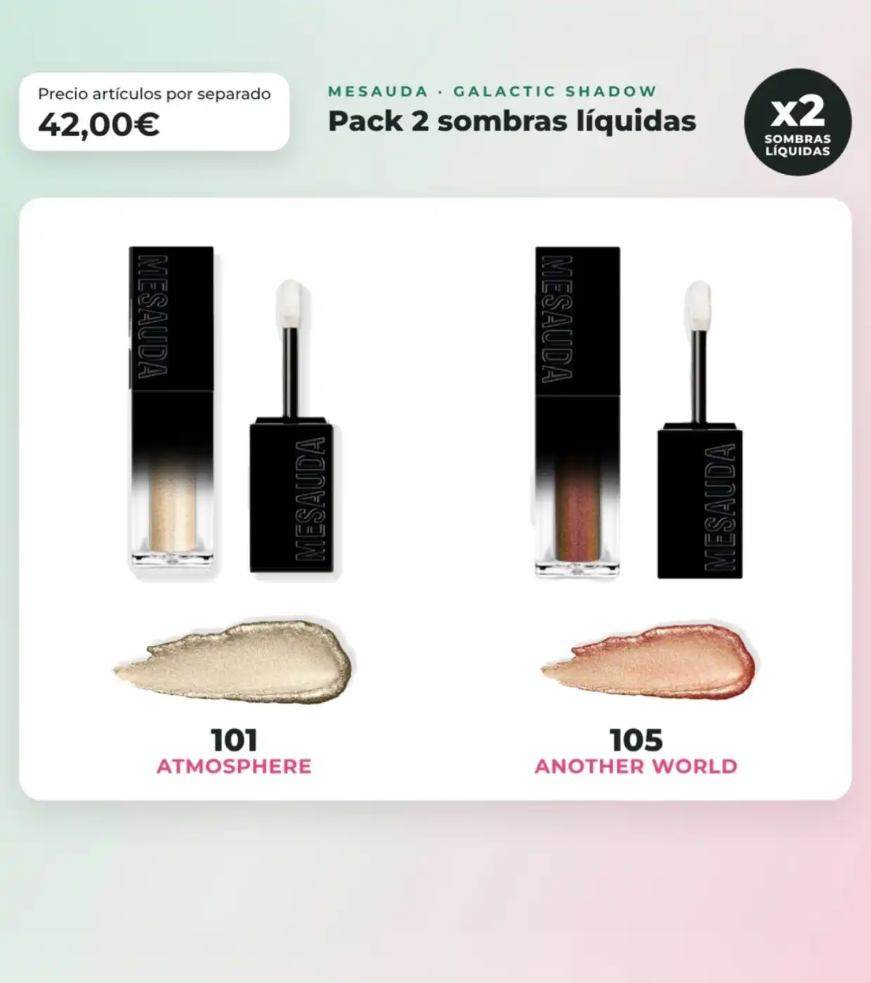 Mesauda - Pack 2 sombras líquidas Galactic Shadow - 101: Atmosphere + 105: Another World - Mesauda Beauty - Comparador de precios