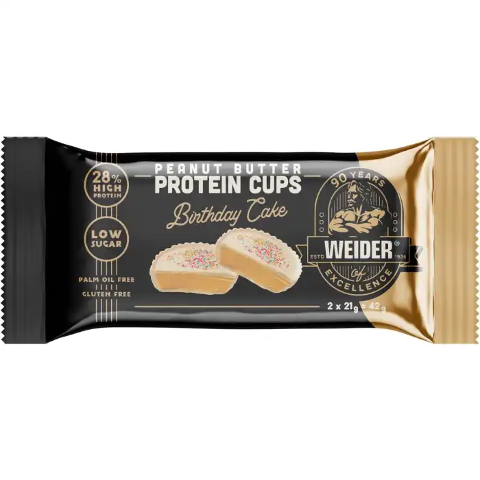 Protein Peanut Butter Cup Birthay Cake 42 gr - Weider - Comparador de precios