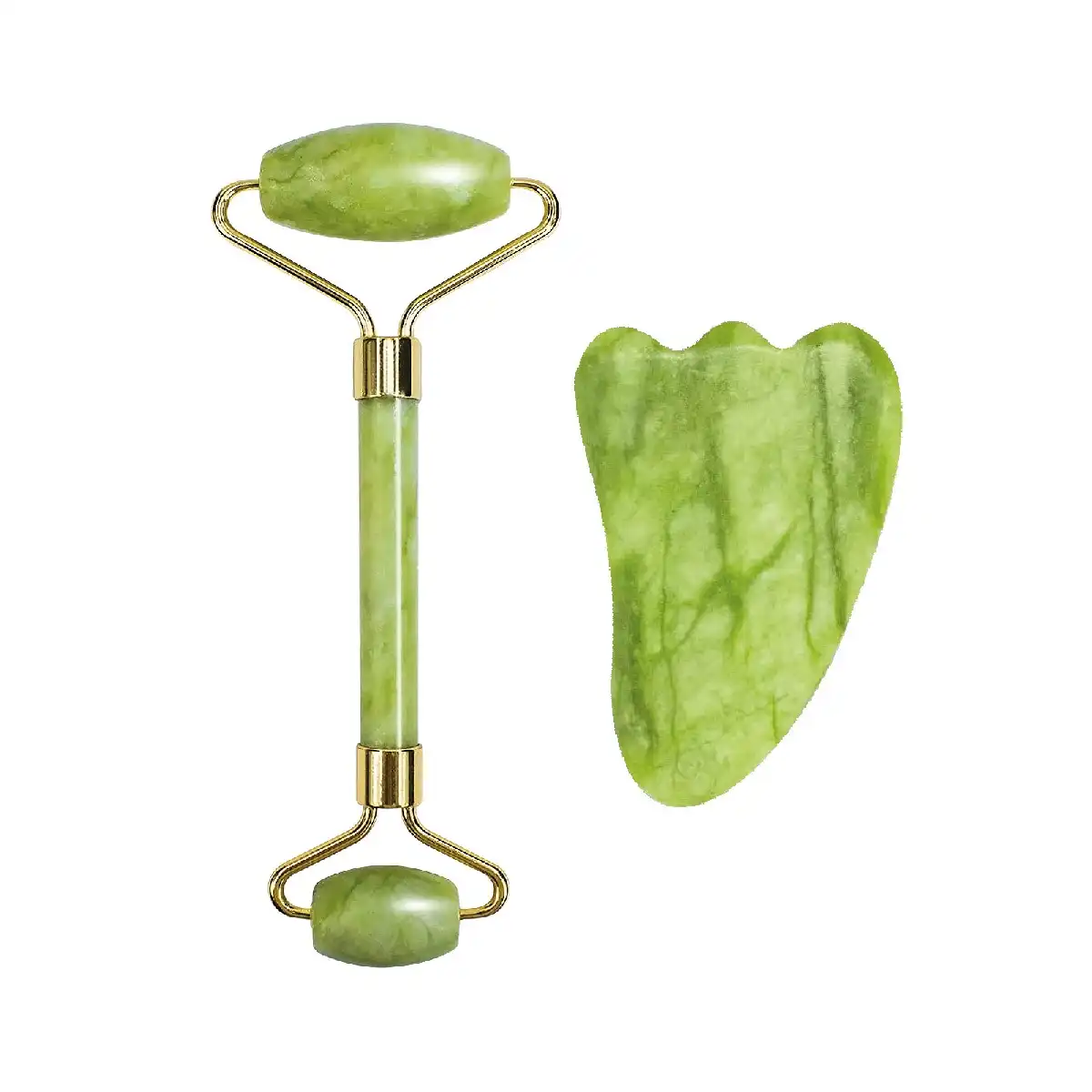 Rodillo De Jade + Piedra Guasha Gua Sha Verde - UNIQ - Comparador de precios