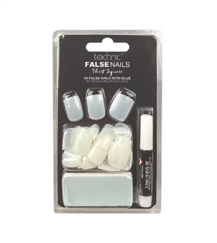 Technic Cosmetics - Pack de 48 uñas postizas cortas y cuadradas más pegamento - Technic Cosmetics - Comparador de precios