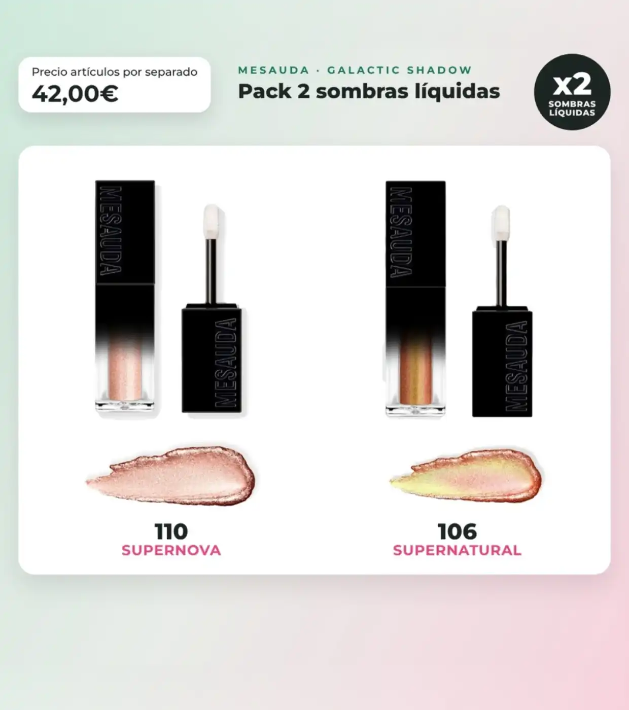 Mesauda - Pack 2 sombras líquidas Galactic Shadow - 110: Supernova + 106: Supernatural - Mesauda Beauty - Comparador de precios
