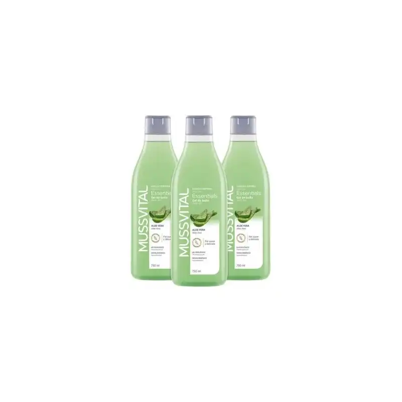 Set Essentials Gel De Baño Aloe Vera 750ml Pack 3 Unidades - Mussvital - Comparador de precios