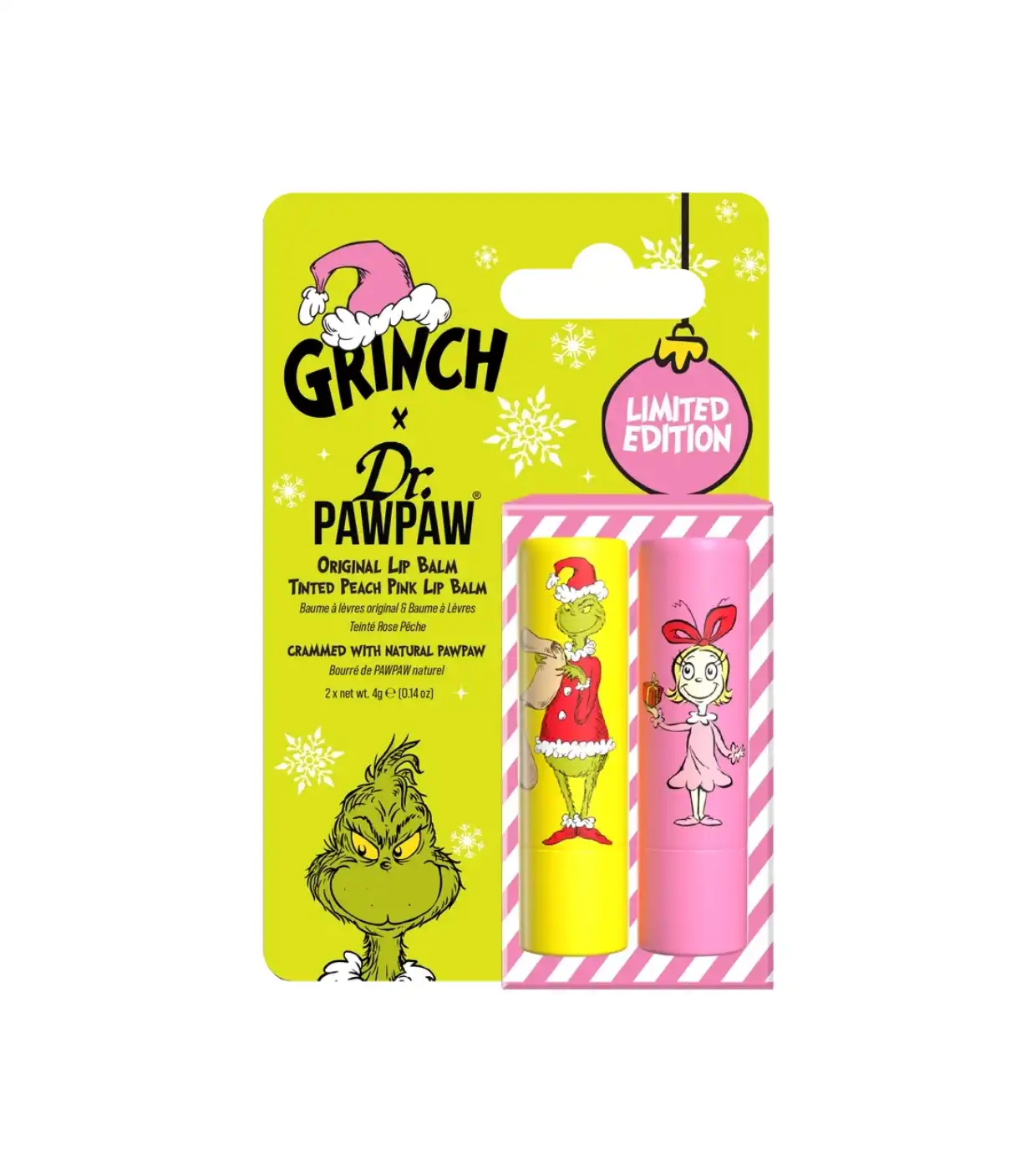 Dr. PAWPAW - *The Grinch* - Dúo de bálsamos labiales - Peach Pink & Original - Dr PawPaw - Comparador de precios
