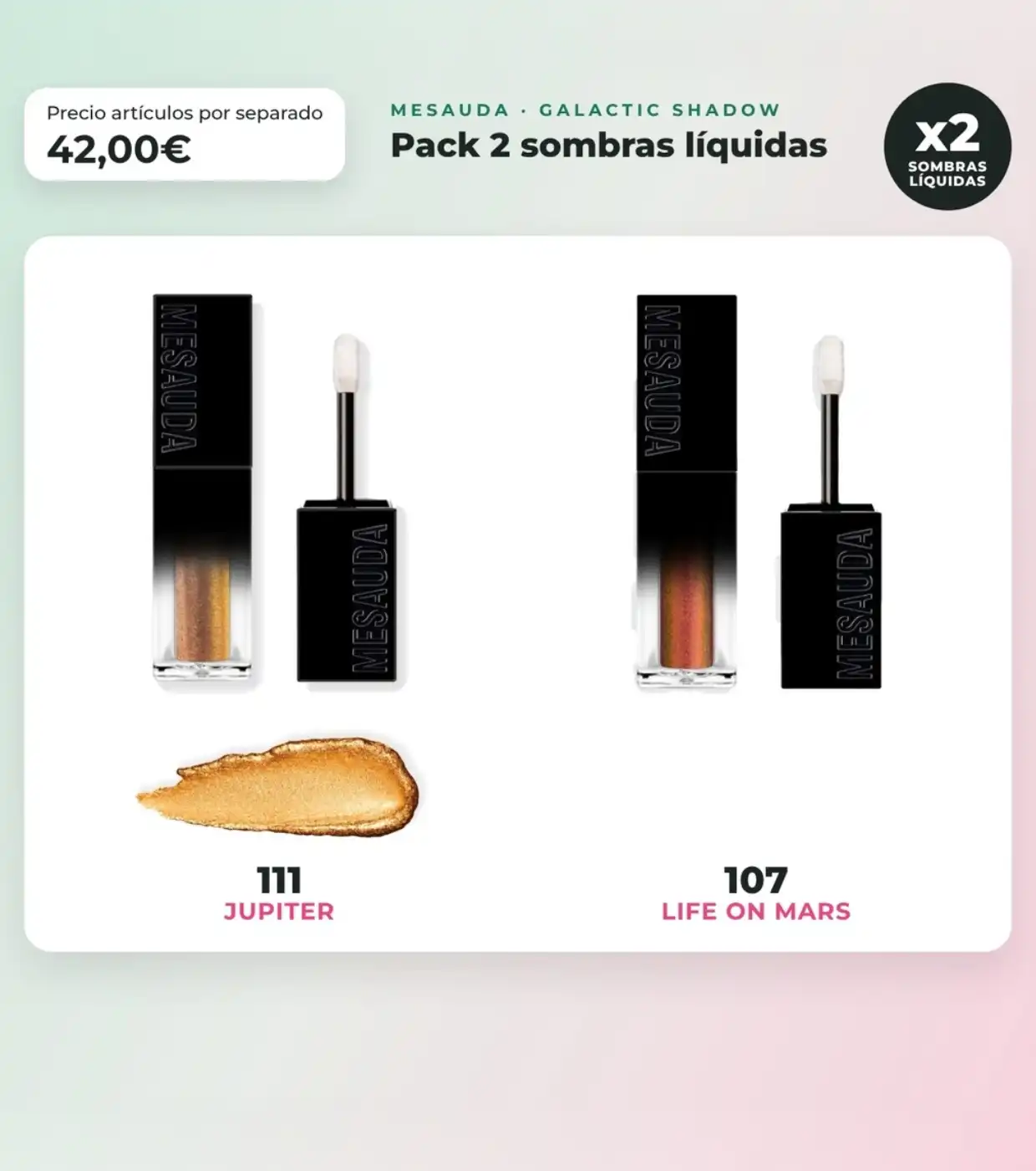 Mesauda - Pack 2 sombras líquidas Galactic Shadow - 111: Jupiter + 107: Life on Mars - Mesauda Beauty - Comparador de precios
