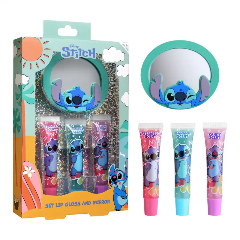 Stitch Set Con 3 Brillos Labiales 7,5 Ml Y Espejo - Disney - Comparador de precios