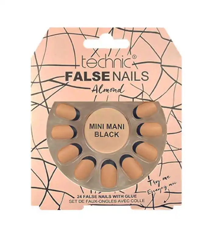 Technic Cosmetics - Uñas postizas False Nails Almond - Mini Mani Black - Technic Cosmetics - Comparador de precios