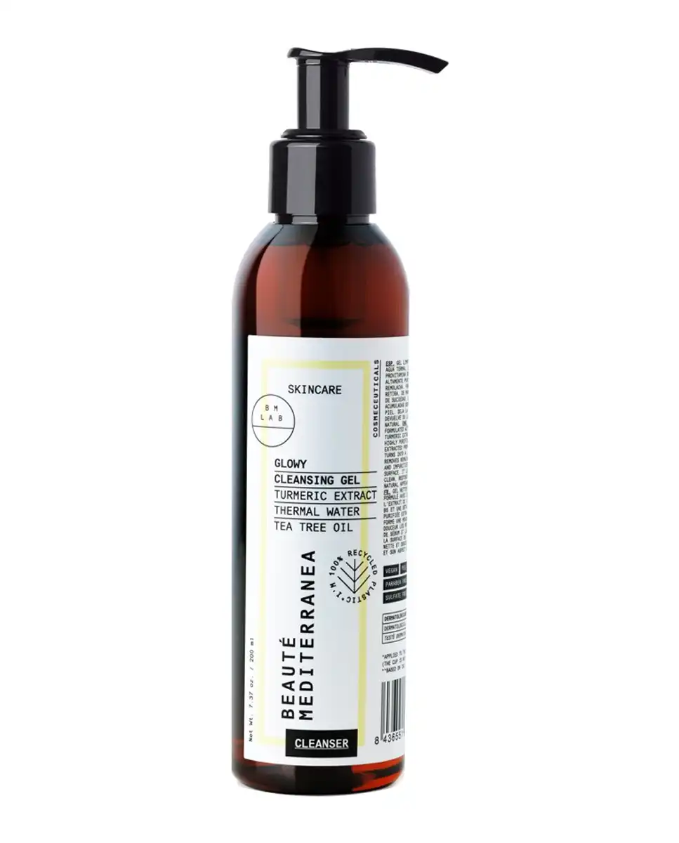 Beauté Mediterranea - Gel Limpiador Facial Con Aceite Esencial De Árbol De Té, Cúrcuma Y Opuntia Glowy Cleansing Gel Vegano Y Sin Alcohol 200 Ml - Beauté Mediterranea - Comparador de precios