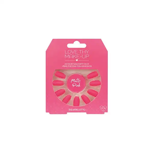 False Nails - Squareletto, Matte Pink - LOVE THY MAKE-UP - Comparador de precios
