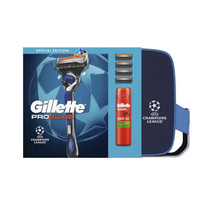 ¡28% DTO! Neceser Champions League Proglide Maquinilla + Recambios + Espuma de Afeitar 200 ml - Gillette - Comparador de precios
