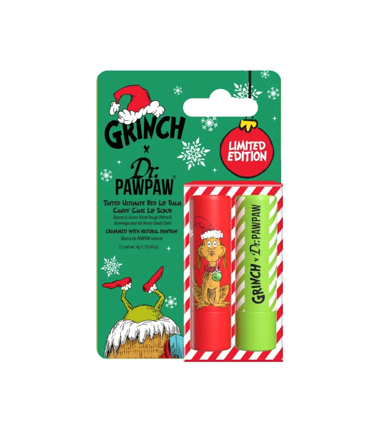 Dr. PAWPAW - *The Grinch* - Dúo de cuidado labial - Candy Cane Lip Scrub & Ultimate Red Balm - Dr PawPaw - Comparador de precios