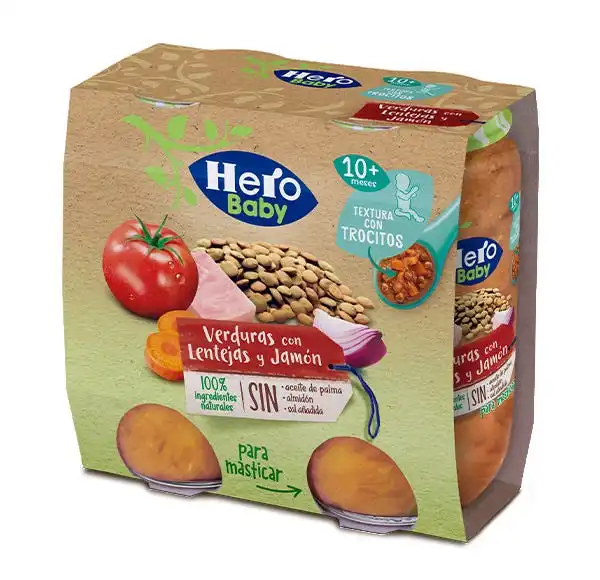 Tarritos Verduras Con Lentejas Y Jamón - HERO - Comparador de precios