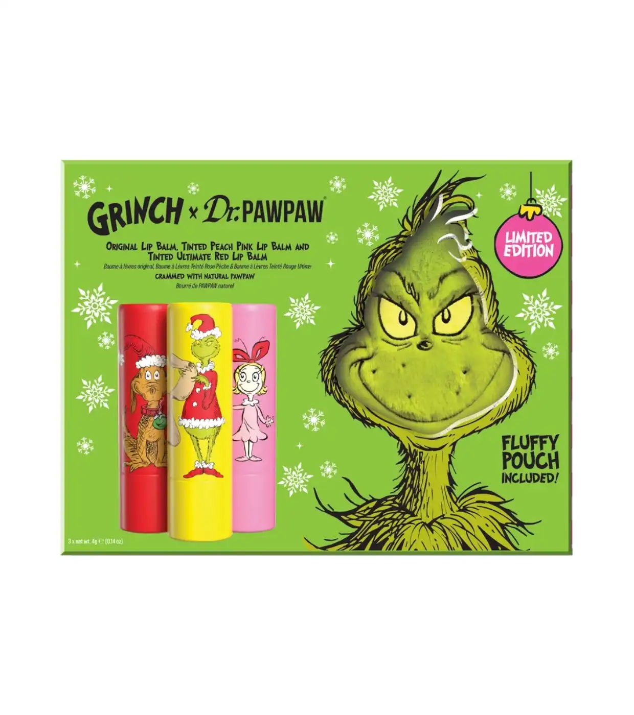 Dr. PAWPAW - *The Grinch* - Trío de bálsamos labiales - Original, Peach Pink & Ultimate Red - Dr PawPaw - Comparador de precios