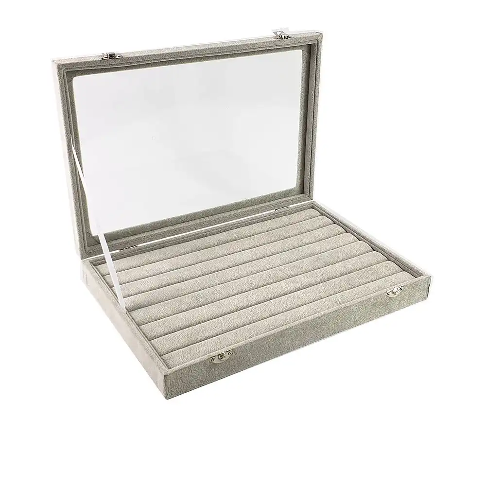 Exhibidor Porta Anillos terciopelo con tapa #gris 1 u - Iko - Comparador de precios