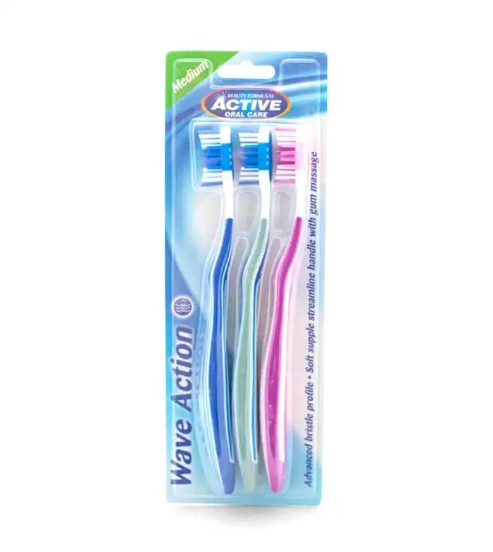 Beauty Formulas - Pack de 3 cepillos de dientes Wave Action - Beauty Formulas - Comparador de precios