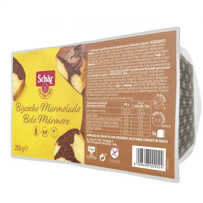 Marble Cake Sin Gluten 250 gr - Dr Schär - Comparador de precios