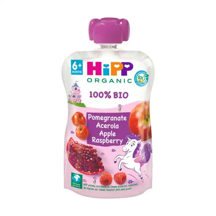 Hippis 100% frutas manzana, frambuesa y granada ecológico 100 gr - HiPP - Comparador de precios