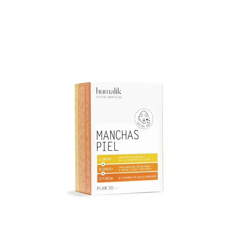 Mancha piel 30 días 30 comprimidos + 60ml crema día + 15ml gel noche - Humalik - Comparador de precios