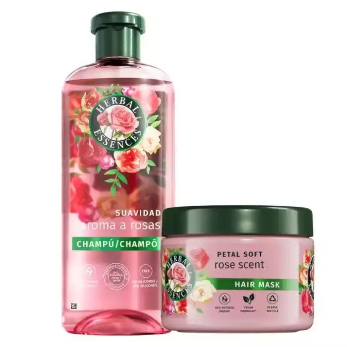 Pack Champú Suavidad + Mascarilla con Aroma a Rosas 850 ml - Herbal Essences - Comparador de precios