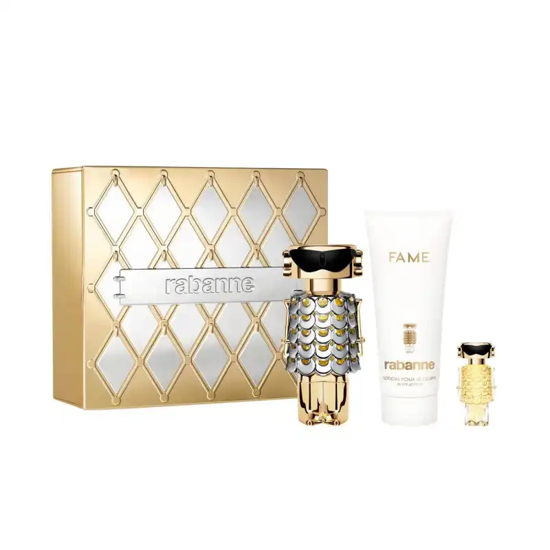 Set Fame Eau De Parfum 80 Ml + Body Lotion 100 Ml + Mini 4 Ml - Rabanne - Comparador de precios