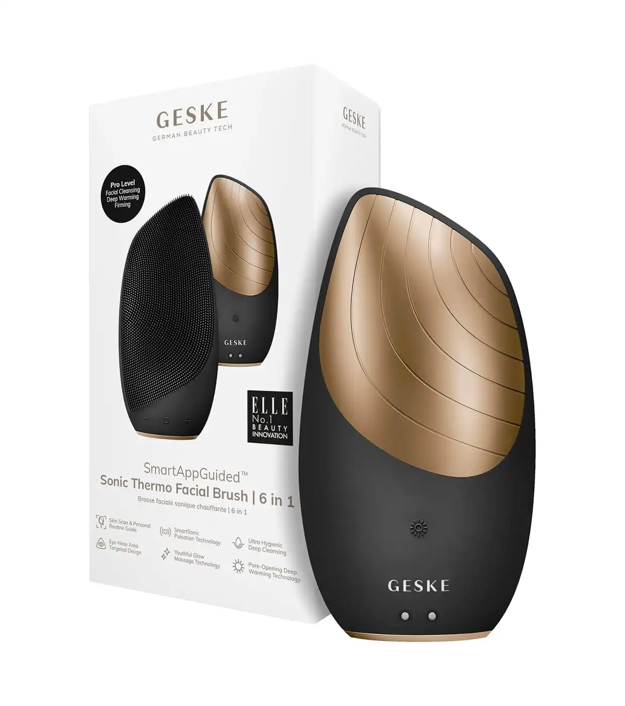 GESKE - Cepillo limpiador y masajeador facial Sonic Thermo 6 en 1 - Black Gold - Geske - Comparador de precios