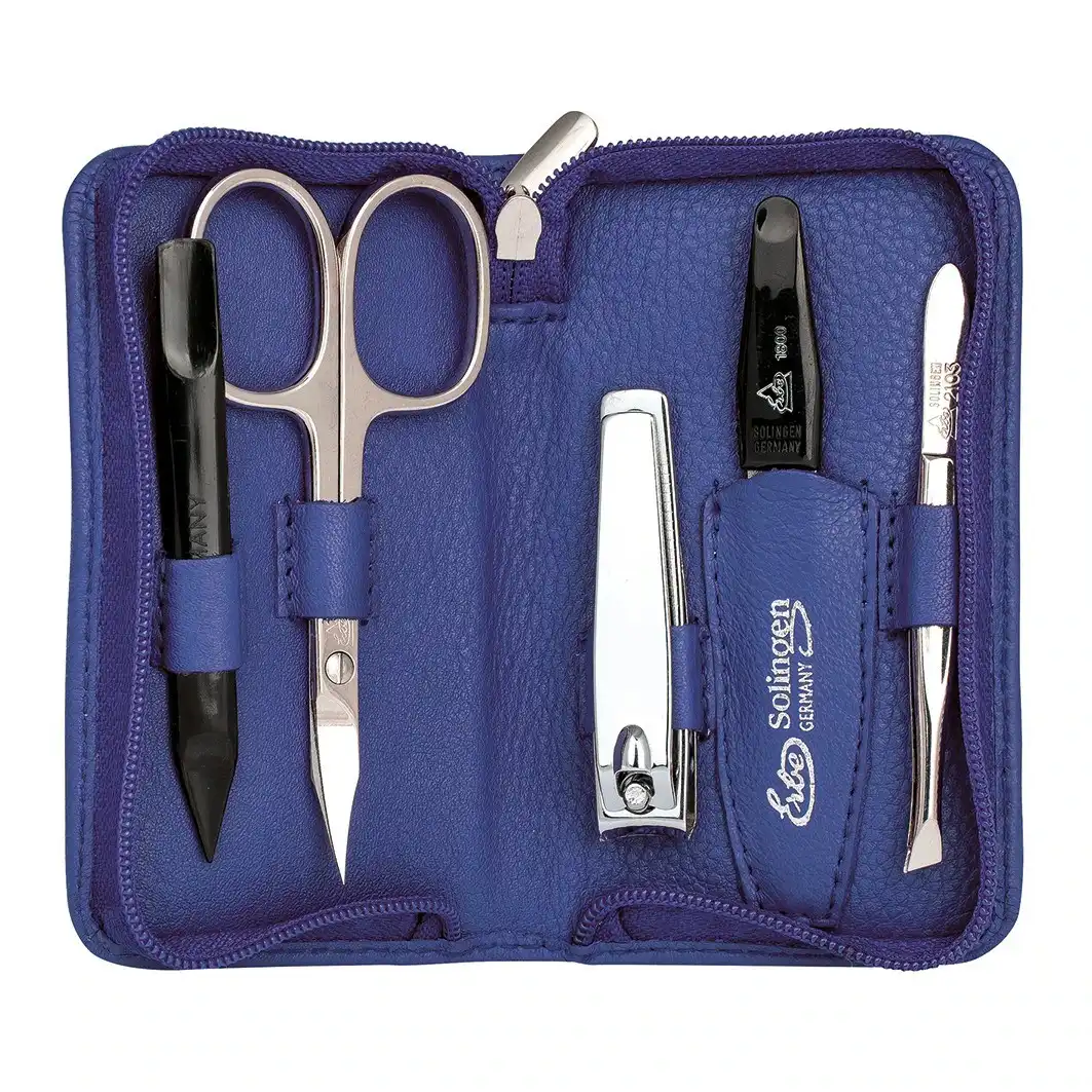 Siena Manicure Set, 5 pcs., Zipper Case Range "Siena" Blue Neceser maquillaje - ERBE - Comparador de precios