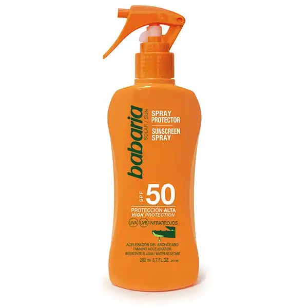 Babaria Spray Protector Solar ProtecciÃ³n Alta Spf50 - Babaria - Comparador de precios