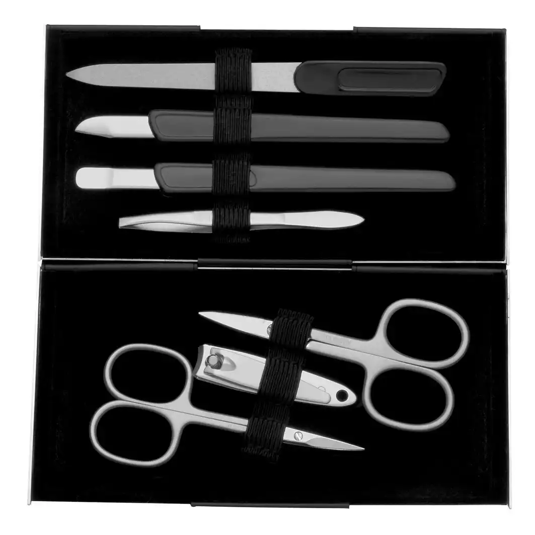 "Magic Box" Manicure Case, silver mat, 7 pcs. Set de uñas plateado/negro mate - ERBE - Comparador de precios