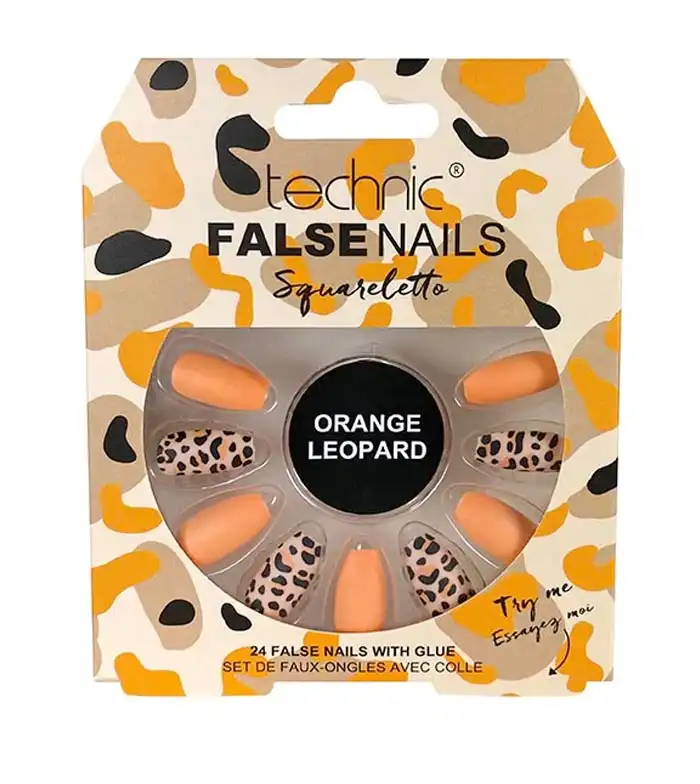 Technic Cosmetics - Uñas postizas False Nails Squareletto - Orange Leopard - Technic Cosmetics - Comparador de precios