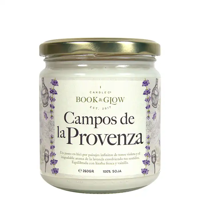 Book and Glow - *Wanderlust* - Vela de soja - Campos de la provenza - Book and Glow - Comparador de precios
