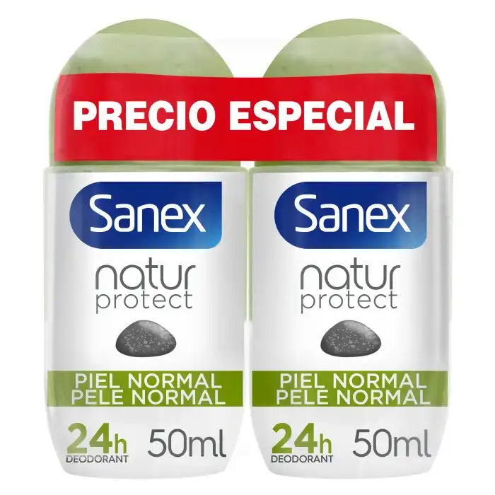 Desodorante Roll-On Natur Protect Piel Normal 24h con Piedra de Alumbre 100 ml - Sanex - Comparador de precios