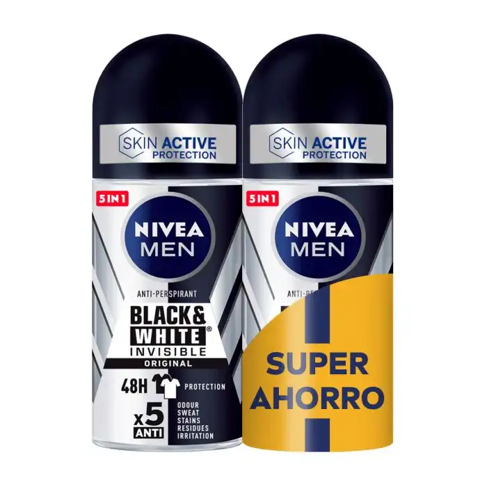 Men Black - White Invisible Original Desodorante Duplo Ahorro 50 ml - Nivea - Comparador de precios