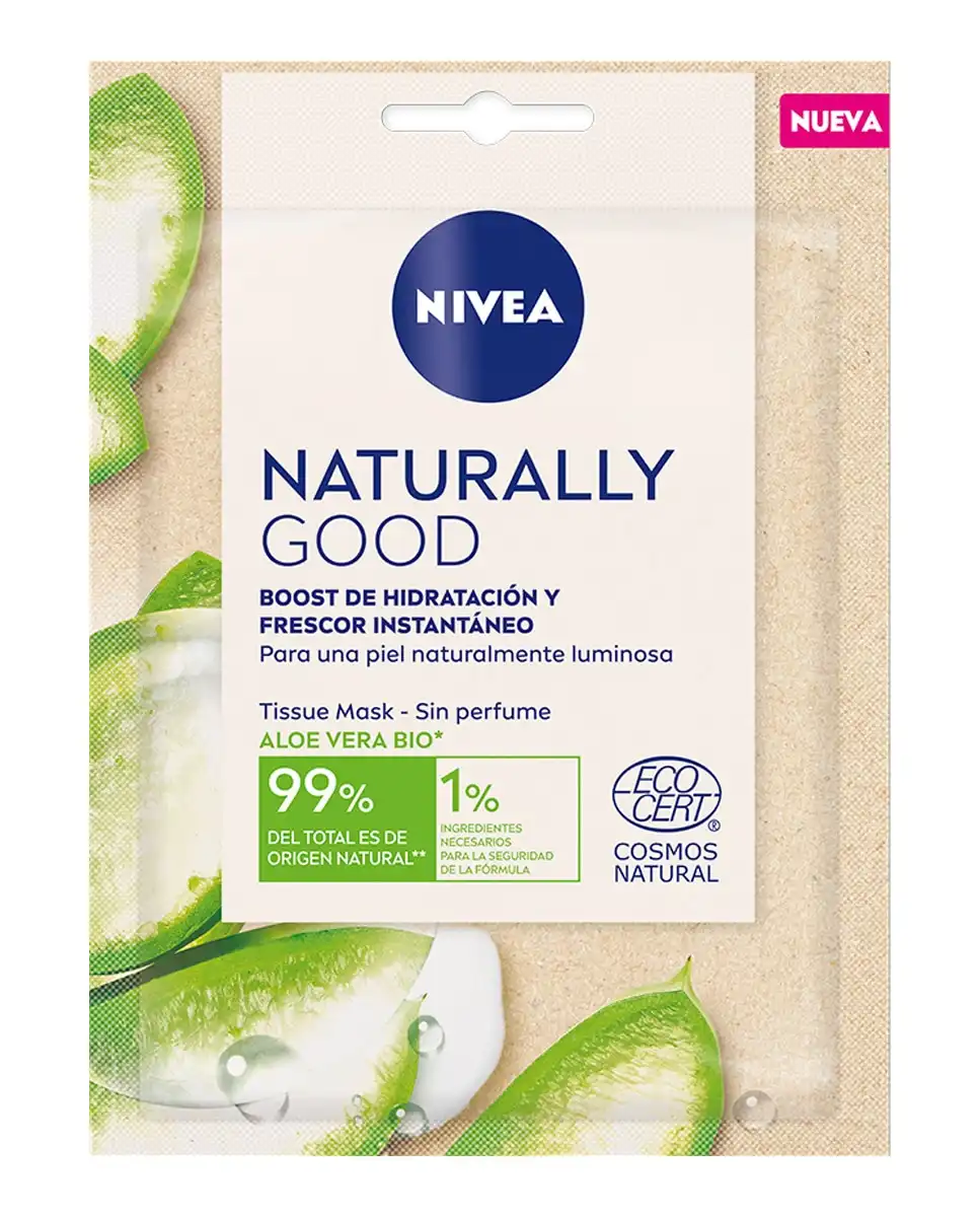 NIVEA - Mascarilla Facial De Tejido Aloe Vera Bio 1 Ud Naturally Good - Nivea - Comparador de precios