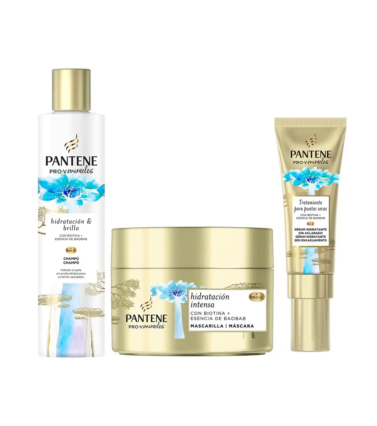 Pantene - *Hidratación & Brillo* - Pack de champú + mascarilla + sérum puntas abiertas Pro-V Miracles - Pantene - Comparador de precios