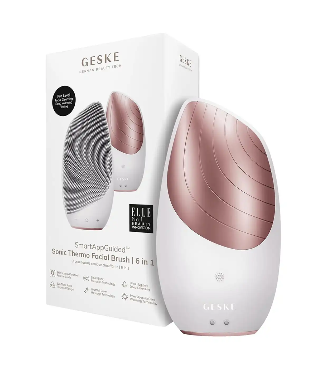 GESKE - Cepillo limpiador y masajeador facial Sonic Thermo 6 en 1 - White Rose Gold - Geske - Comparador de precios