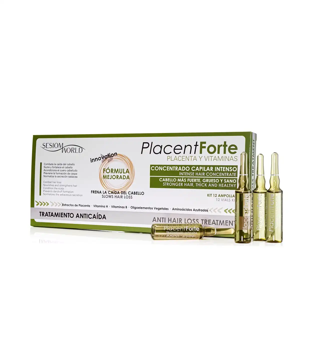 Sesiom World - Tratamiento anticaída en ampollas con placenta y vitaminas PlacentForte - Sesiom World - Comparador de precios
