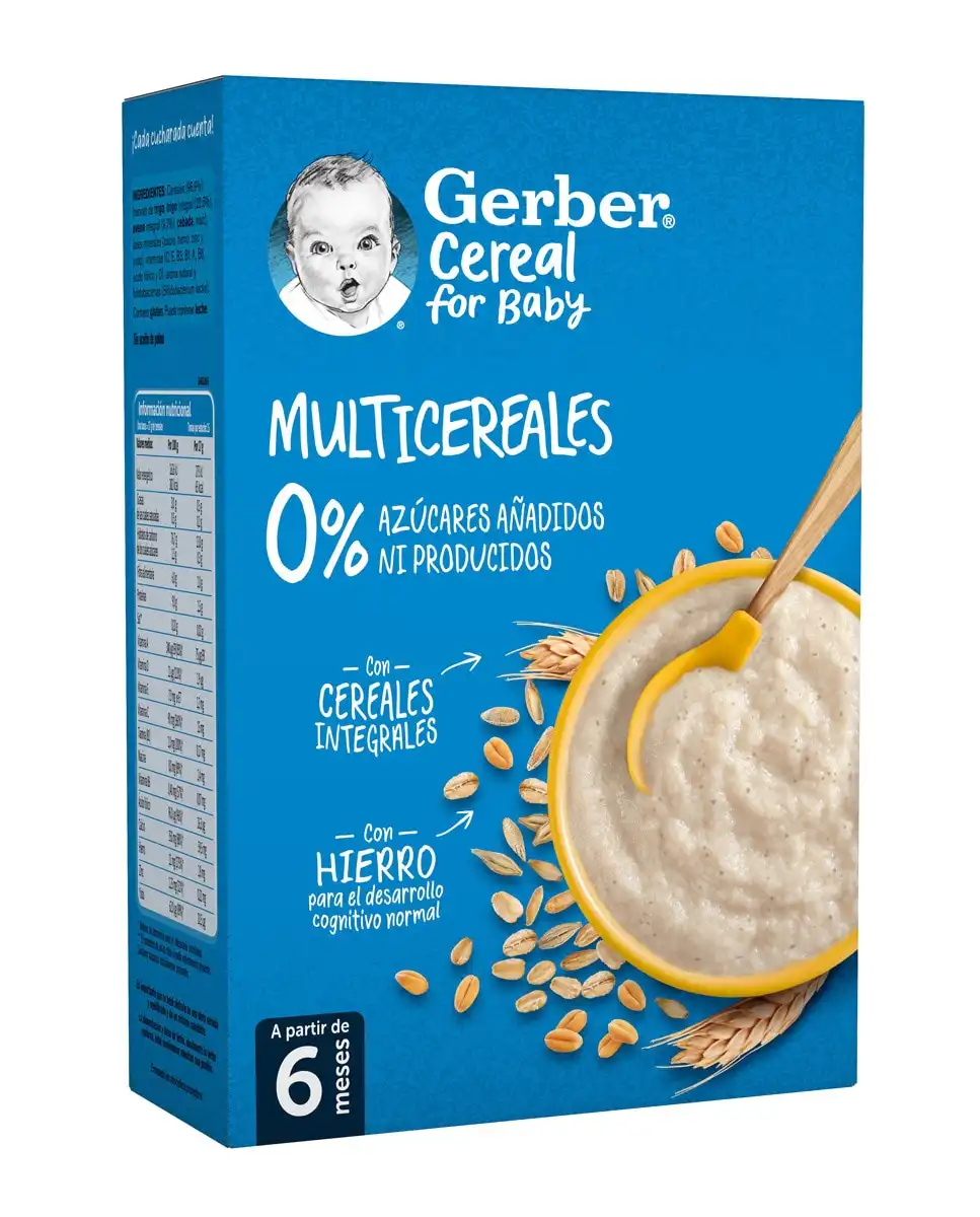 Gerber - Papilla Multicereales 0 % Azúcares Añadidos Ni Producidos Desde 6 Meses 270 G - Gerber - Comparador de precios