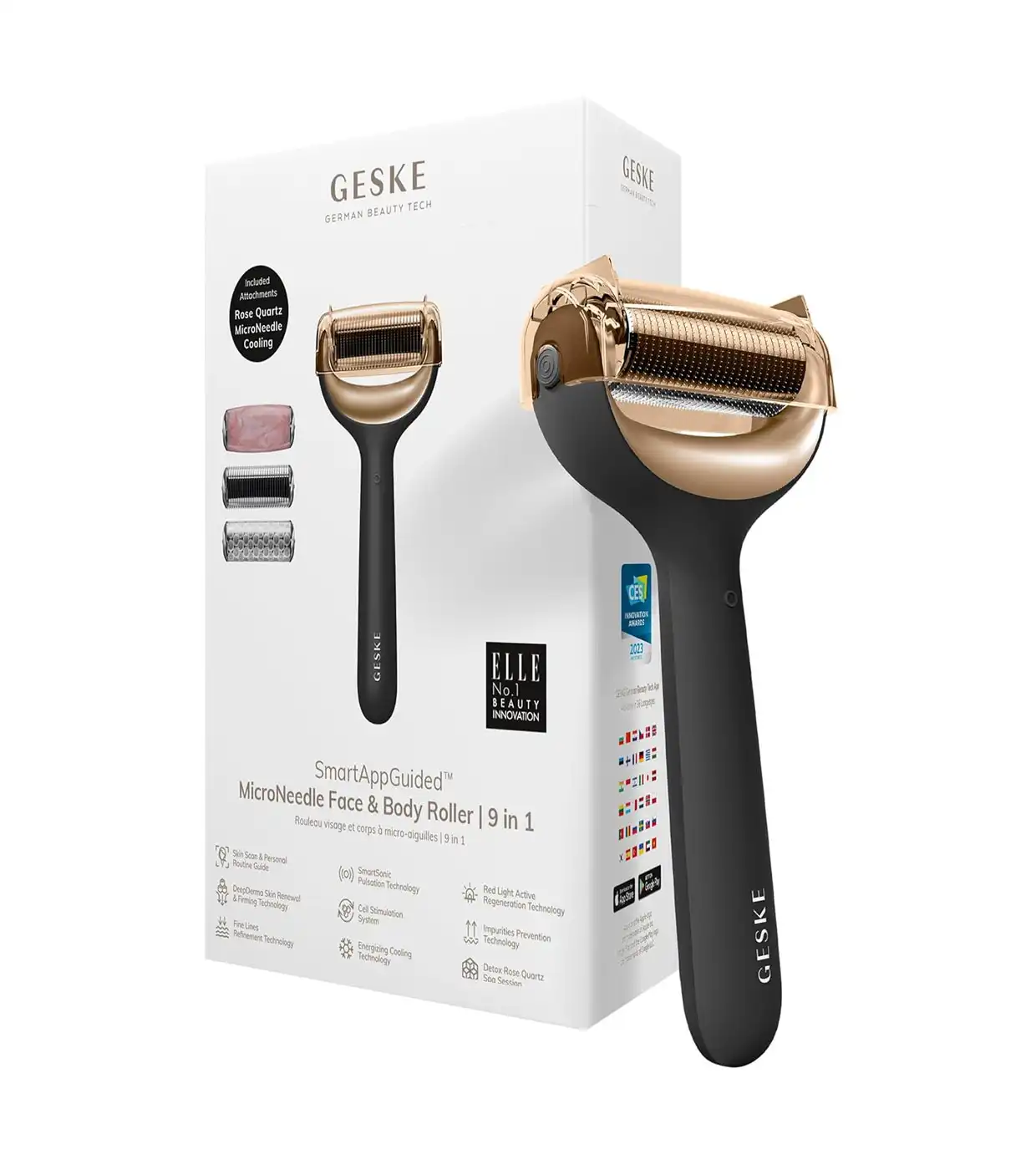 GESKE - Rodillo facial y corporal con microagujas 9 en 1 - Black Gold - Geske - Comparador de precios