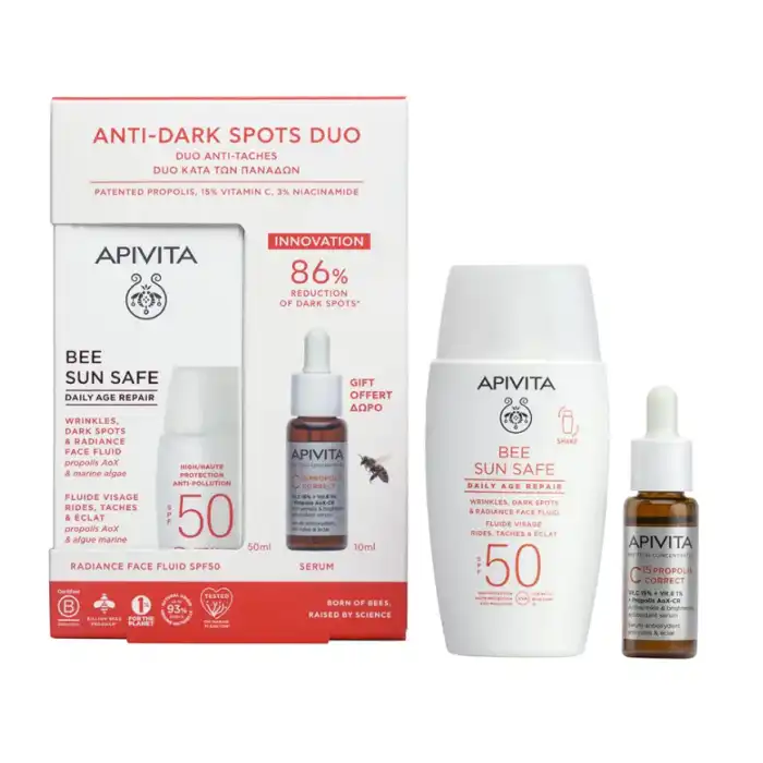Pack Bee Sun Safe Reparación Antiedad SPF50 + Mini 50 ml - Apivita - Comparador de precios
