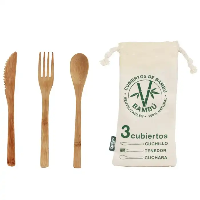 Set 3 Cubiertos de Bambú con Bolsa - CMP París - Comparador de precios