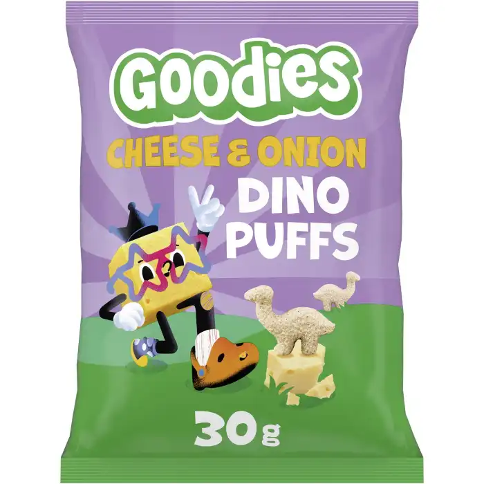 Goodies Snacks Cheese - Onion Dino Puffs 30 gr - Hero Baby - Comparador de precios