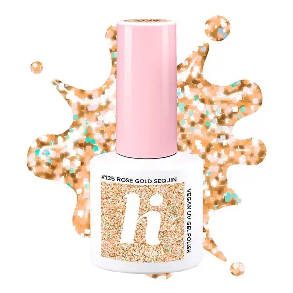 Vegan UV Gel Polish Glitter 135 Rose Gold Sequin - Hi Hybrid - Comparador de precios