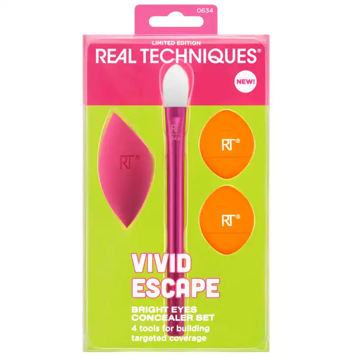 Vivid Escape Bright Eyes Concealer Set Brocha + Esponja + Borlas - Real Techniques - Comparador de precios