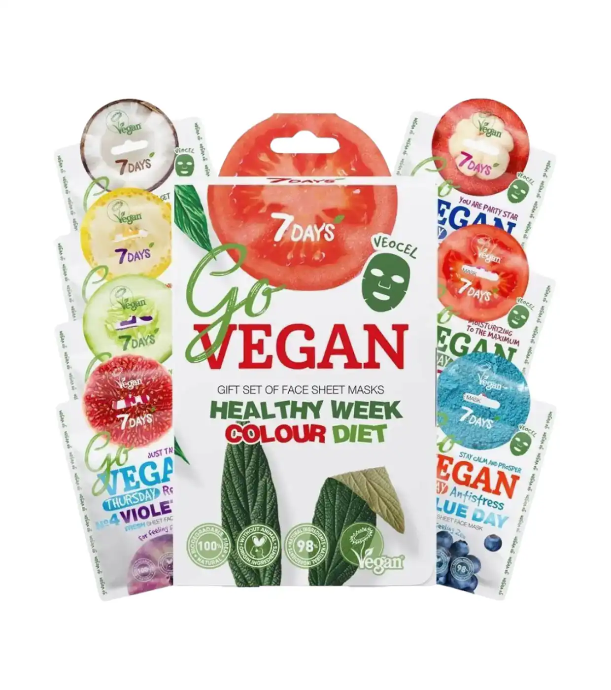 7 Days - Set de mascarillas faciales Go Vegan Healthy Week Colour Diet - 7DAYS - Comparador de precios